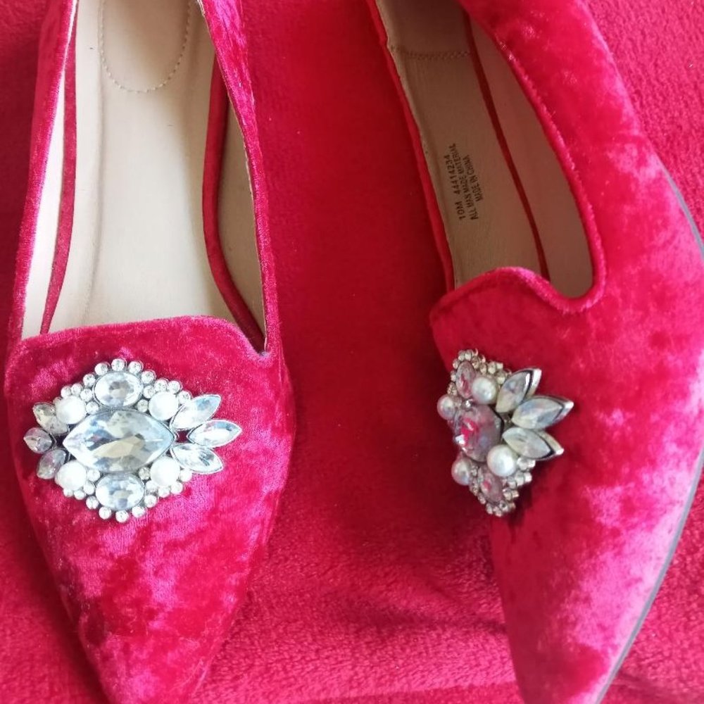 Flannel Red Diamond Brooch Shoes